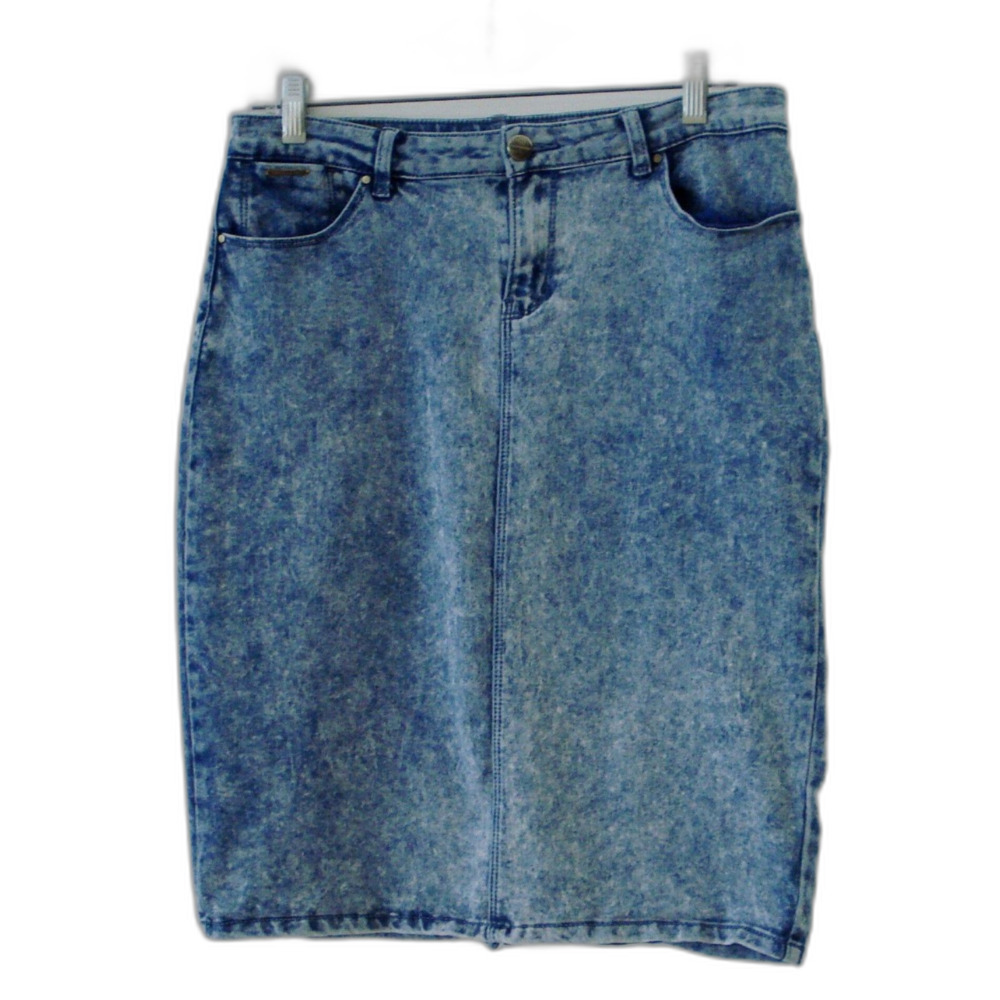 We Love Denim / Renuar Women Light Blue Denim Pencil Strech Skirt Size 42